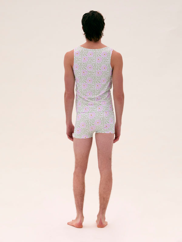 Palomo Spain White Floral Swim Tank Top