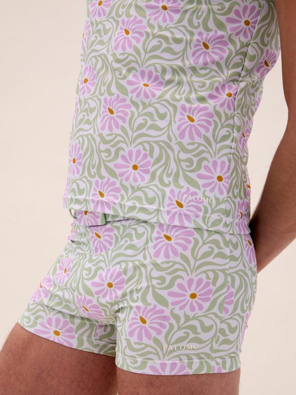 Palomo Spain White Floral Swim Tank Top
