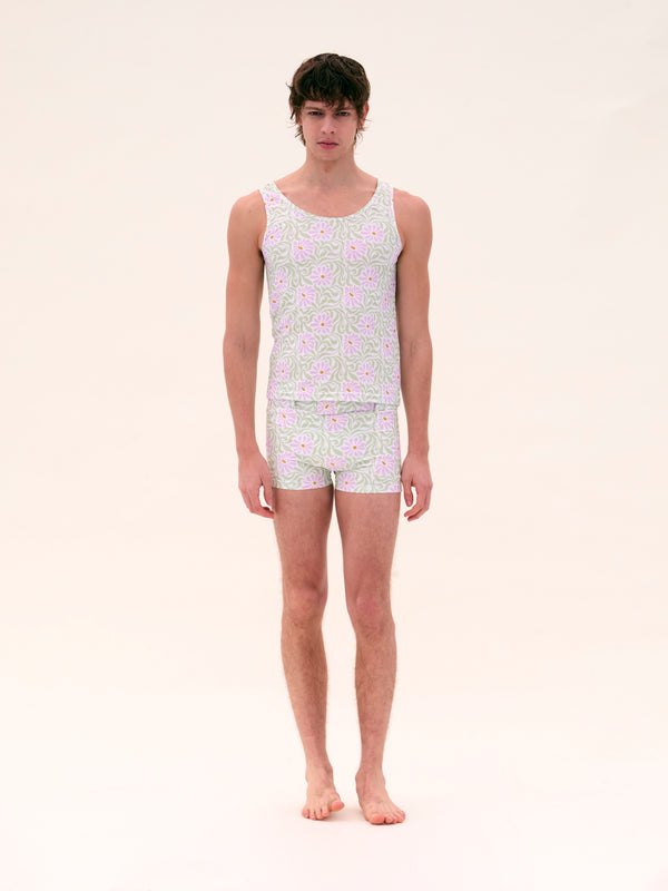 palomo spain White Floral Swim Tank Top