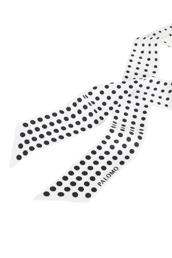 Palomo Spain White Printed Twilly Scarf
