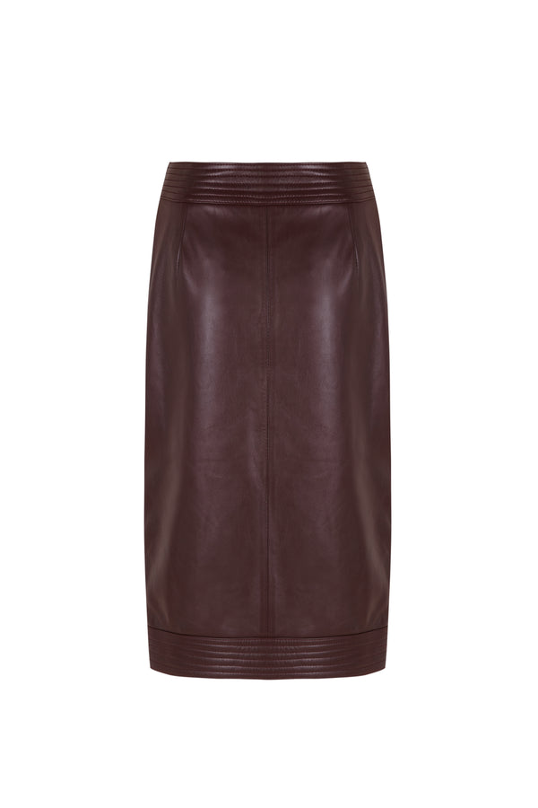 Palomo Spain Wine Leather Skirt