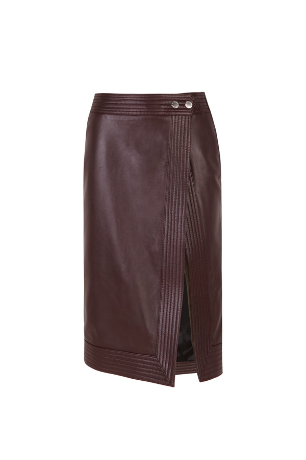 palomo spain Wine Leather Skirt