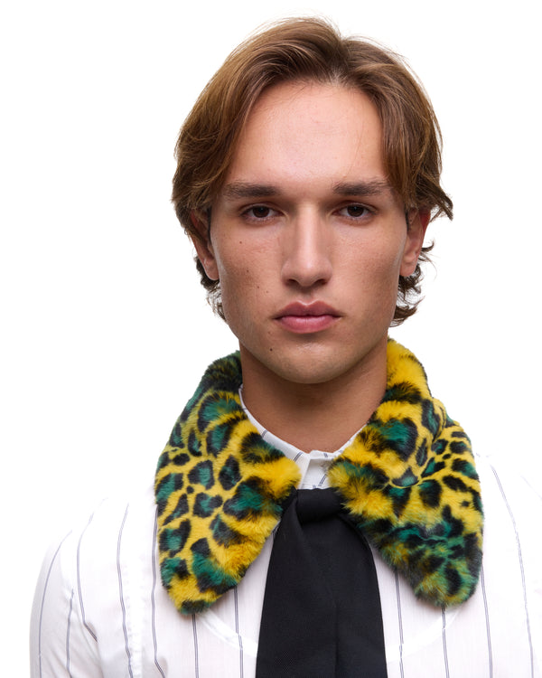 Palomo Spain Yellow Leopard Fur Collar