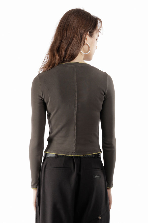 Pam Perks And Mini ECKHAUS LATTA - LAPPED BABY CREWNECK CHARCOAL EDGE