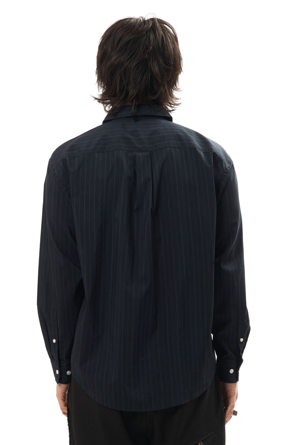 Pam Perks And Mini FLOATING HEART POPLIN SHIRT BLACK PINSTRIPE