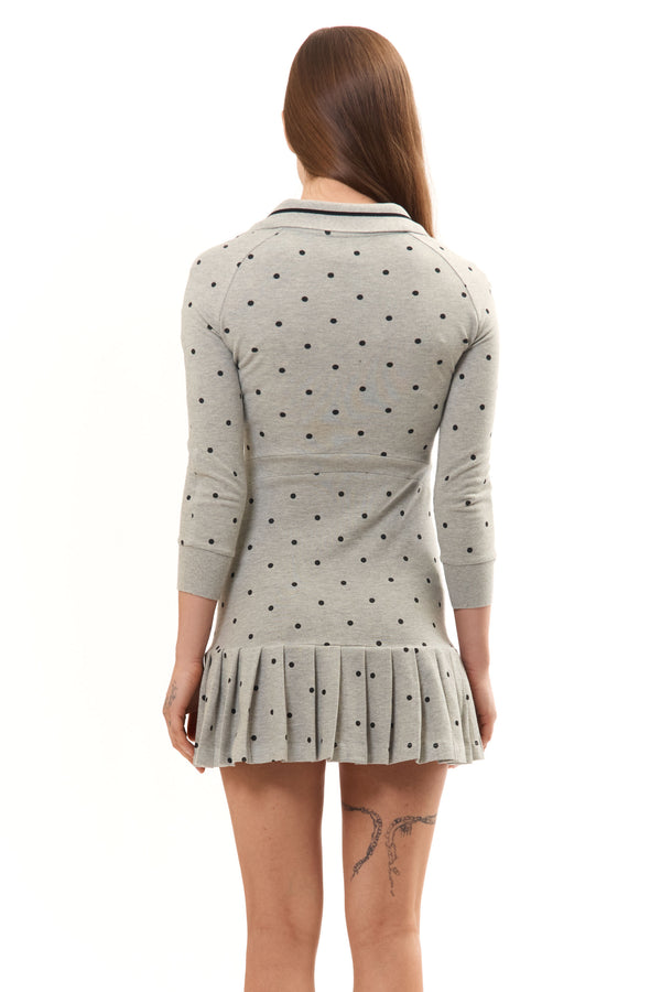 Pam Perks And Mini GREY POLKA DOT L/S AMELIA SHORT DRESS
