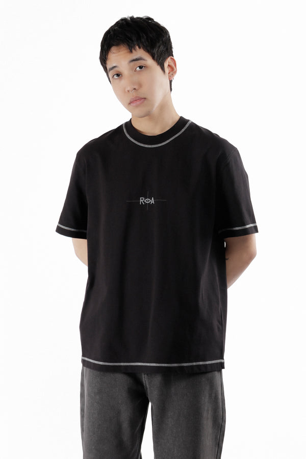 pam perks and mini Info Stitch Organic T Shirt Black