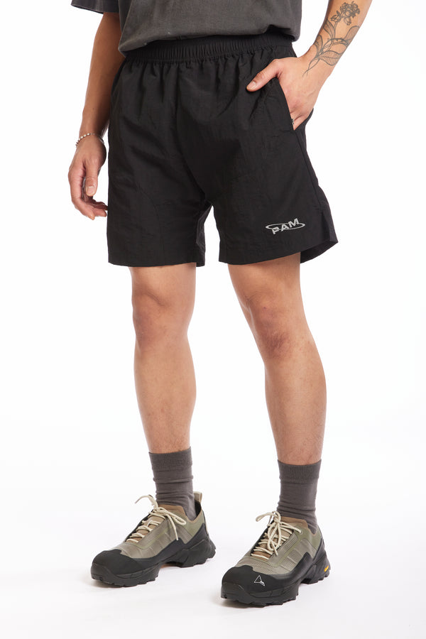 pam perks and mini LUNACY FREE WHEELING TRACK SHORTS - BLACK