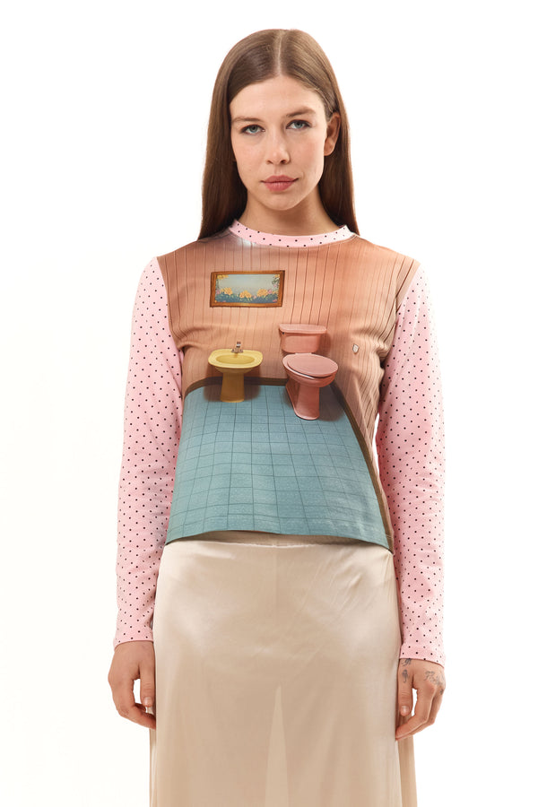 pam perks and mini BATHROOM T-SHIRT