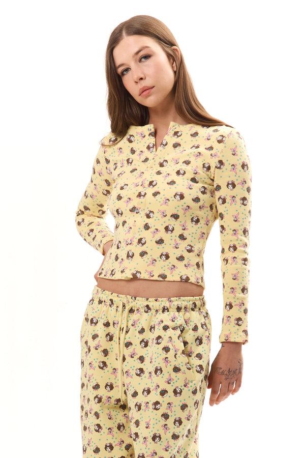 pam perks and mini GIRL BABY YELLOW THERMAL TOP