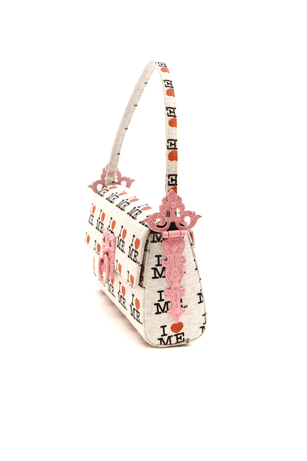 Pam Perks And Mini GREY I HEART ME LOCK HANDBAG