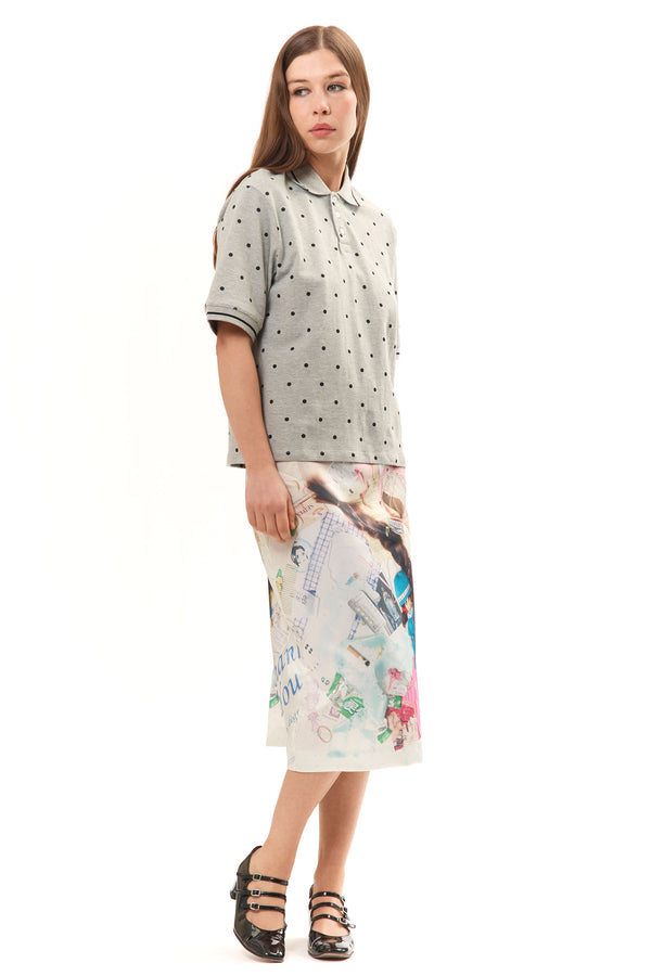 Pam Perks And Mini GREY POLKA DOT POLO SHIRT