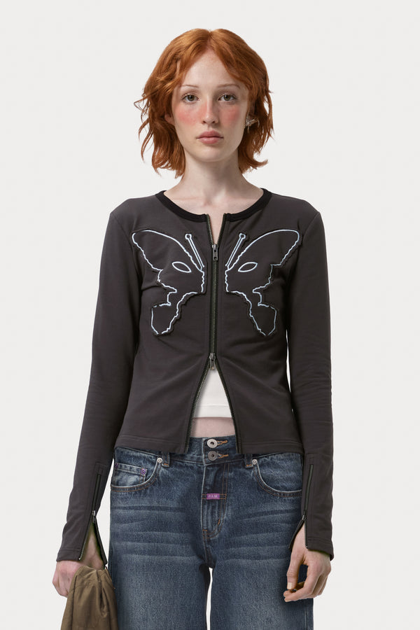 pam perks and mini KOSMIC KISS ZIPPED CARDIGAN