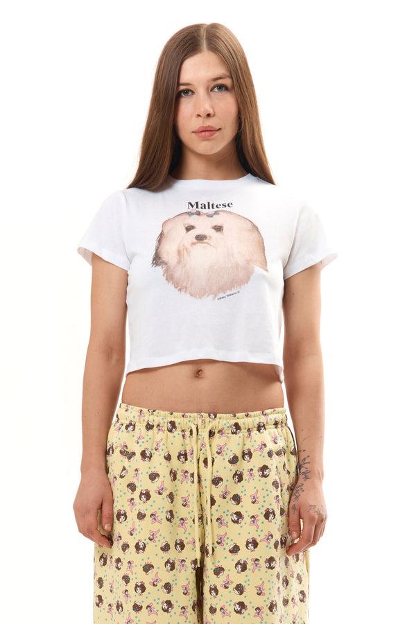 Pam Perks And Mini MALTESE CROPPED T-SHIRT