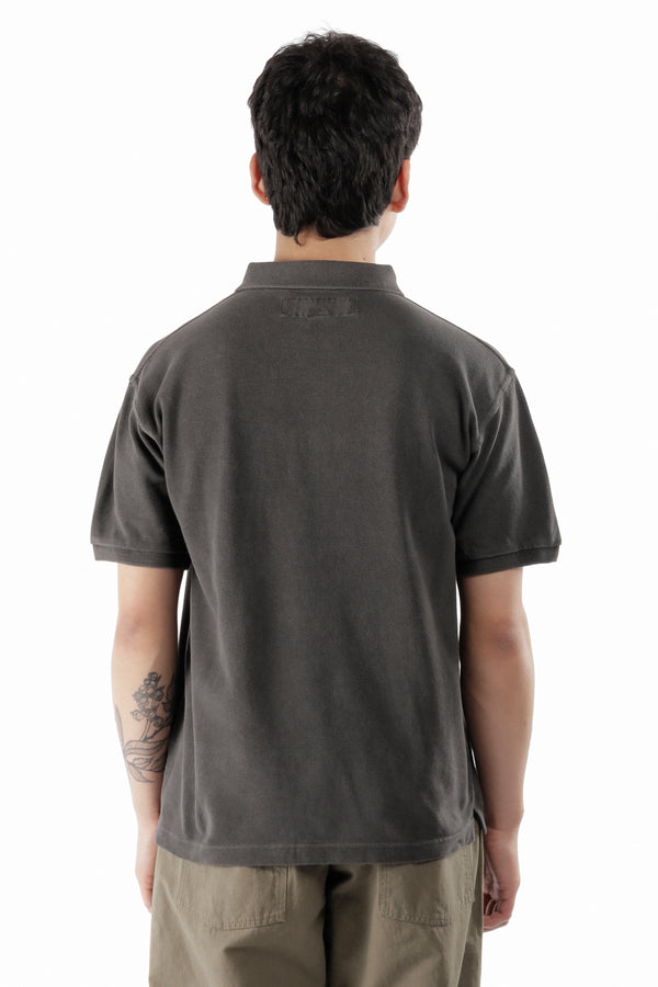 Pam Perks And Mini PIGMENT DYED POLO SS TOP BLACK