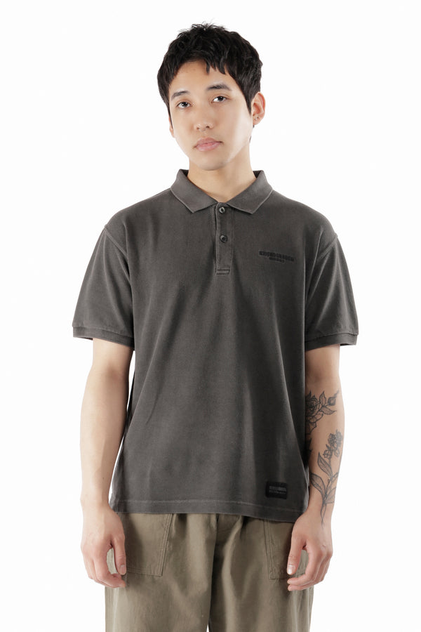 pam perks and mini PIGMENT DYED POLO SS TOP BLACK