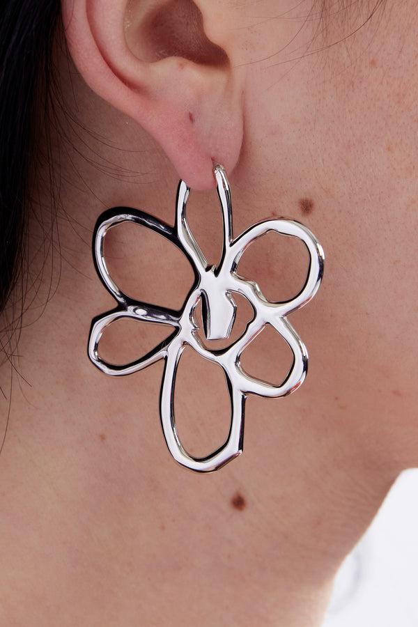 pam perks and mini ROUGH GESTURE FRAME EARRING