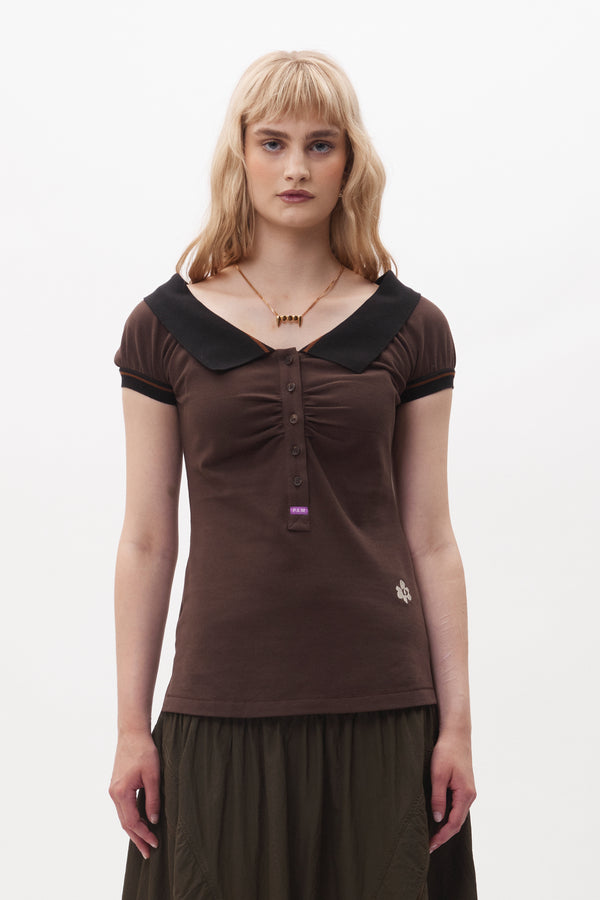 pam perks and mini TWIN OAKS WIDE NECK POLO