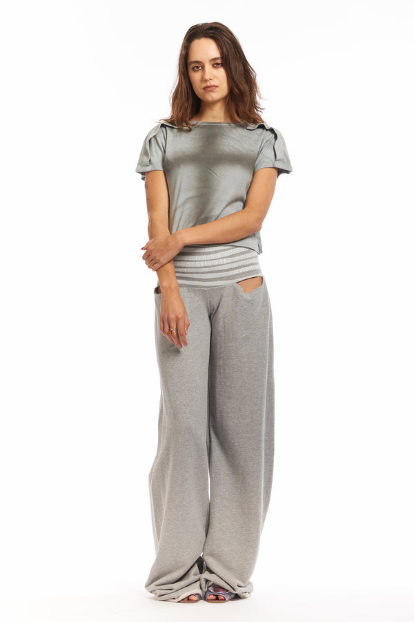 pam perks and mini PLACKET T-SHIRT LIGHT BLUE SPRAY