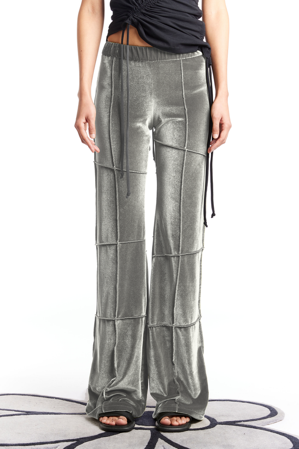 pam perks and mini Spider Stretch Velvet Flare Pant Silver