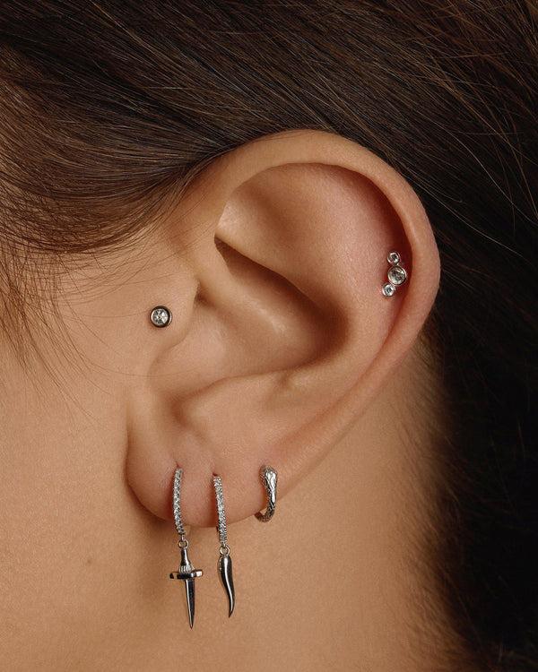 Pamela Love Bezel Set Crescent Stud