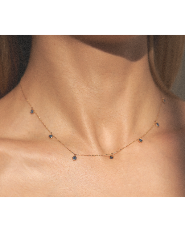 Pamela Love Sapphire Station Droplet Necklace