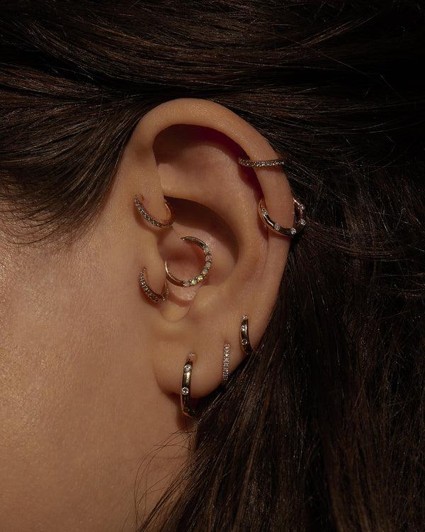 Pamela Love Tiny Half Pavé Huggie