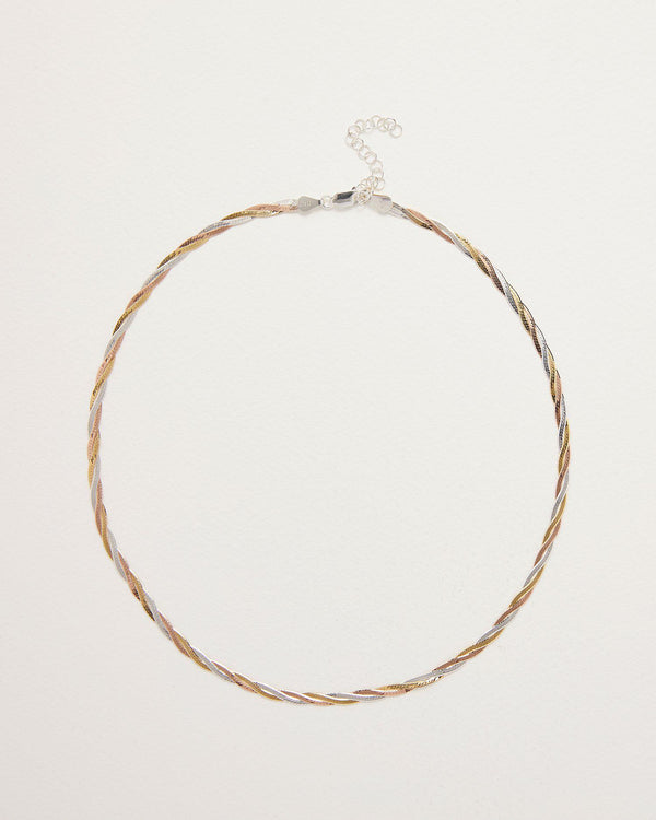 pamela love Twisted Tricolor Herringbone Chain 18"