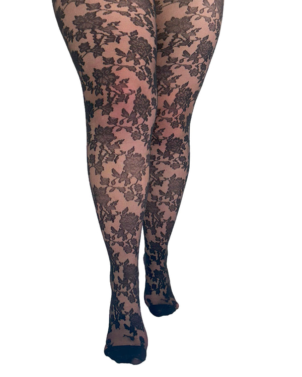 pamela mann Floret Sheer Curvy Super Stretch Tights