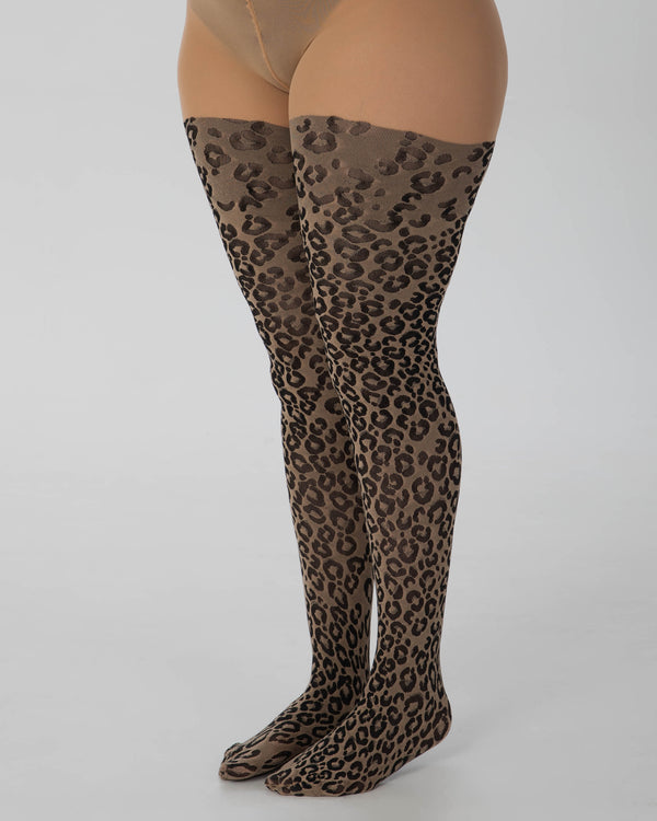 Pamela Mann Knitted Leopard Curvy Super Stretch Tights