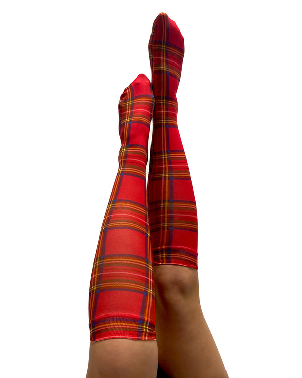 Pamela Mann Original Red Tartan Printed Knee High Socks