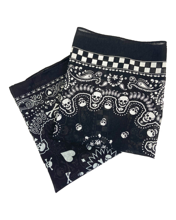 Pamela Mann Checker Skull Black And White Bandana