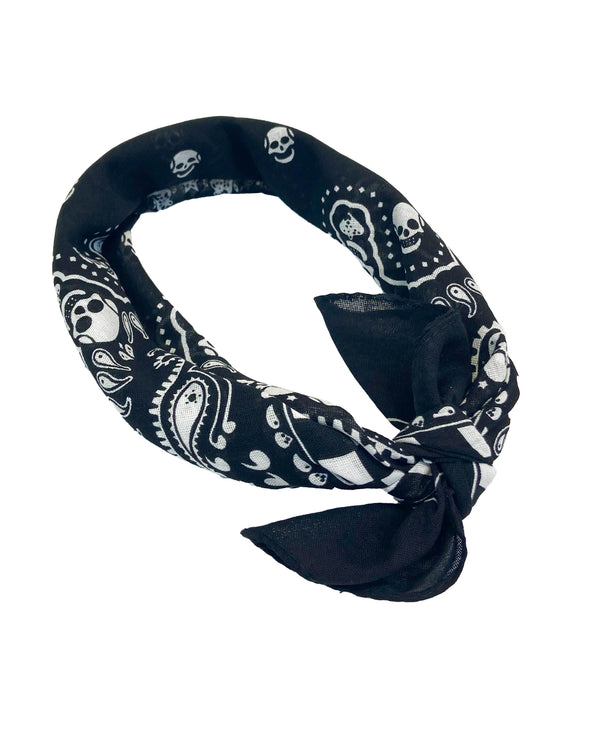 Pamela Mann Checker Skull Black And White Bandana