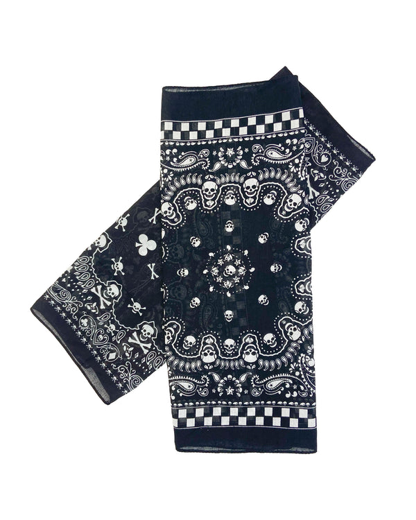 Pamela Mann Checker Skull Black And White Bandana