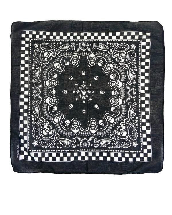 pamela mann Checker Skull Black And White Bandana