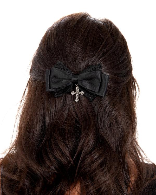 Pamela Mann Crucifix Lace Bow Hair Clip