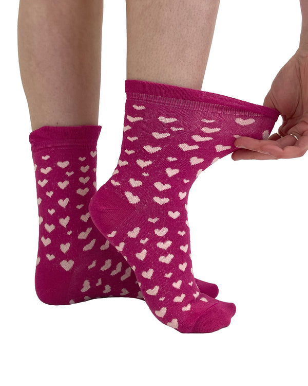 Pamela Mann Extra Wide Pink Heart Ankle Socks