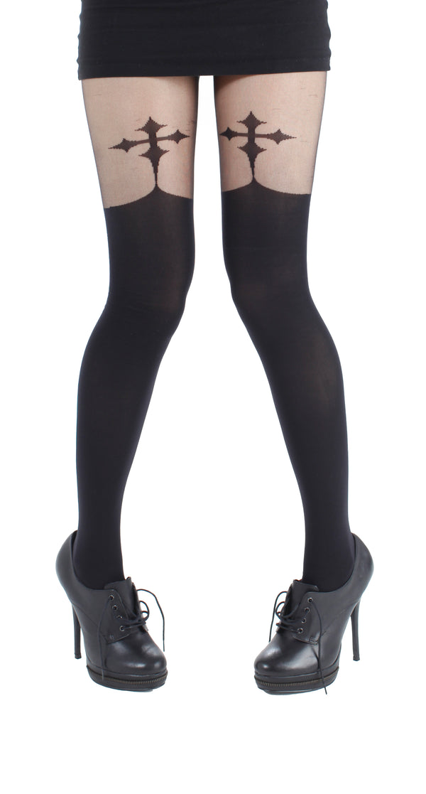 Pamela Mann Gothic Cross Suspender Tights