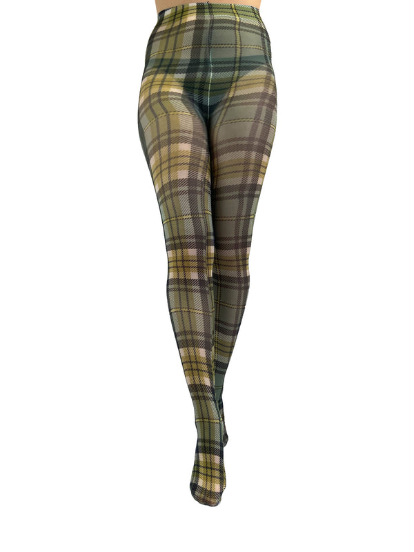 pamela mann Green Tartan Printed Tights