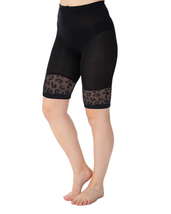 Pamela Mann Leopard Lace Trim Comfort Shorts