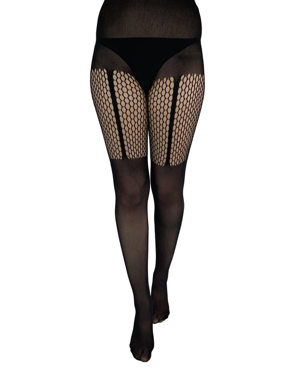 Pamela Mann Net Stripe Suspender Tights
