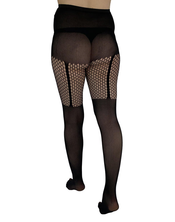 Pamela Mann Net Stripe Suspender Tights