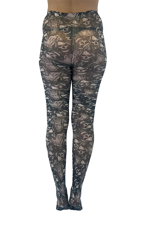 Pamela Mann RIP Reaper Skull Printed Tights