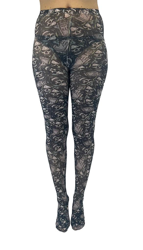 Pamela Mann RIP Reaper Skull Printed Tights
