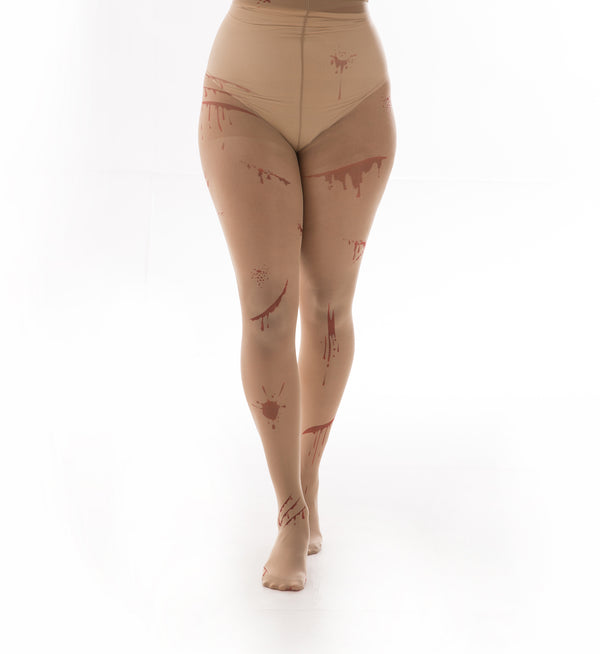 pamela mann Sheer Blood Splatter Printed Tights