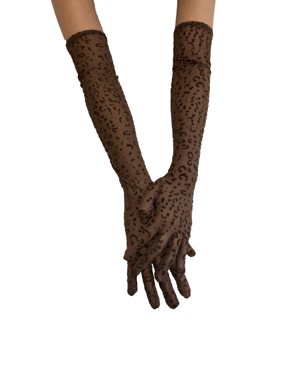 Pamela Mann Sheer Leopard Gloves -Clearance