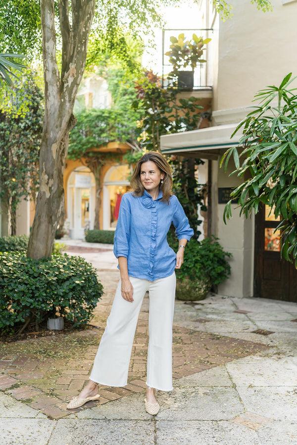 Pamela Munson La Fleur Blouse Azure Blue