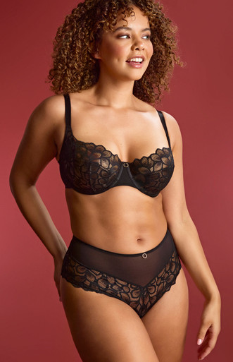 panache Allure Demi Balcony Bra - Black/Latte