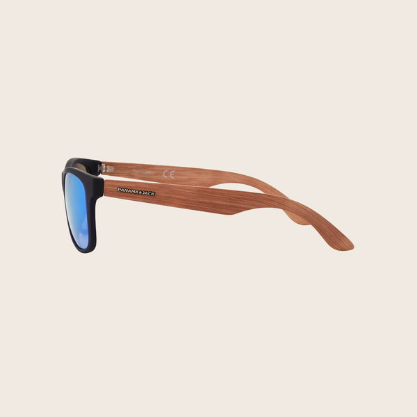 Panama Jack Blue Rubberized Wood Print Sunglasses With Mirror Lens