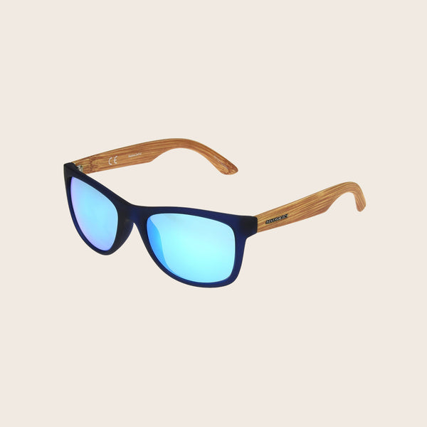 panama jack Blue Rubberized Wood Print Sunglasses with Mirror Lens